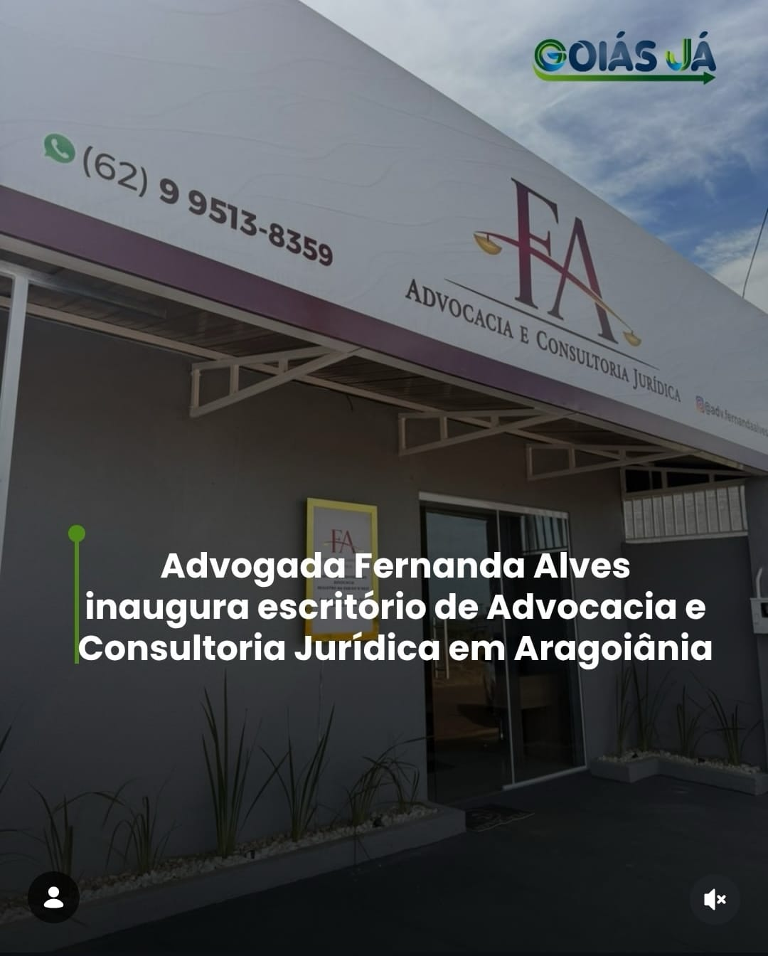 Fachada do escritório FA Advocacia em Aragoiânia